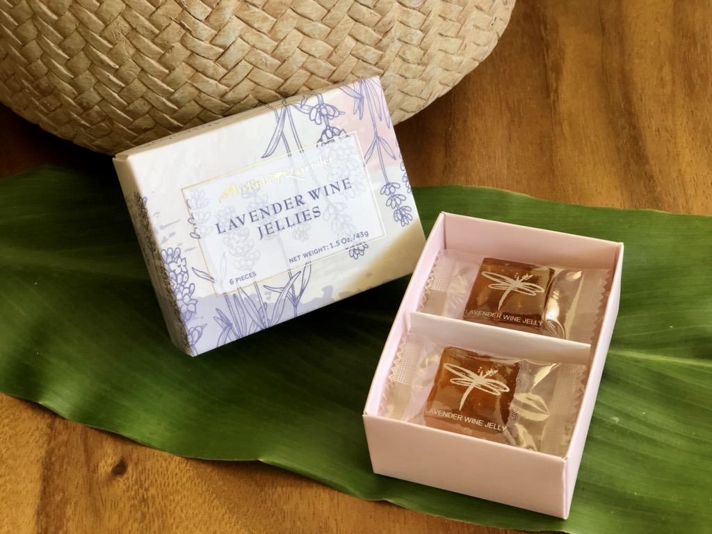 Lavender Wine Jellies in white packaging