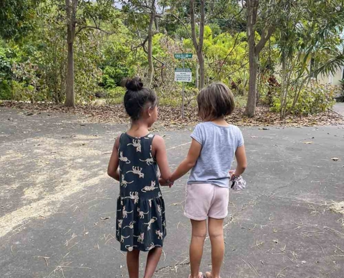 Kids holding hands at Kona Natural Soap Company